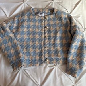 Princess Polly preppy blue and pearl cropped jacket size xs/s